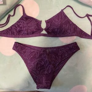 Purple plant print bikini